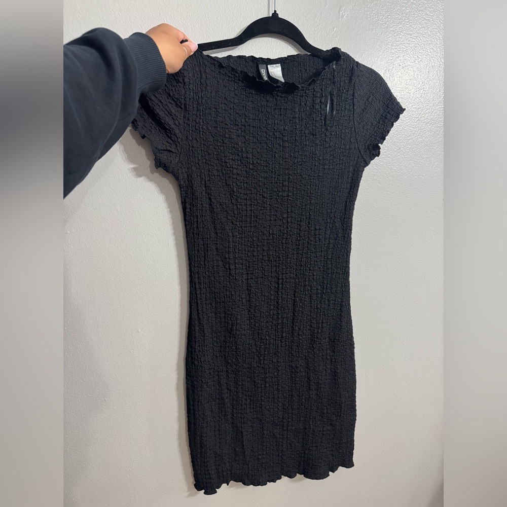 H&M Black Bodycon Mini Dress Mock Neck